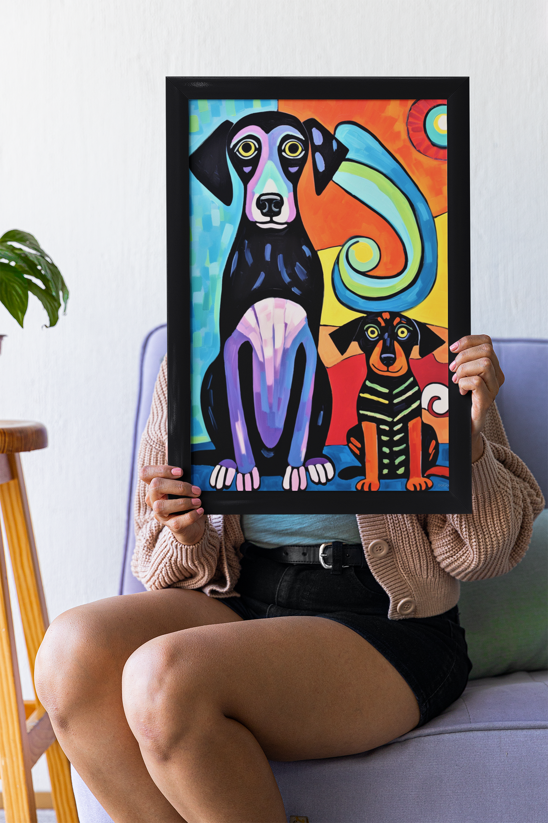 Happy Dog Sad Dog Matisse Style Naїve Wall Art