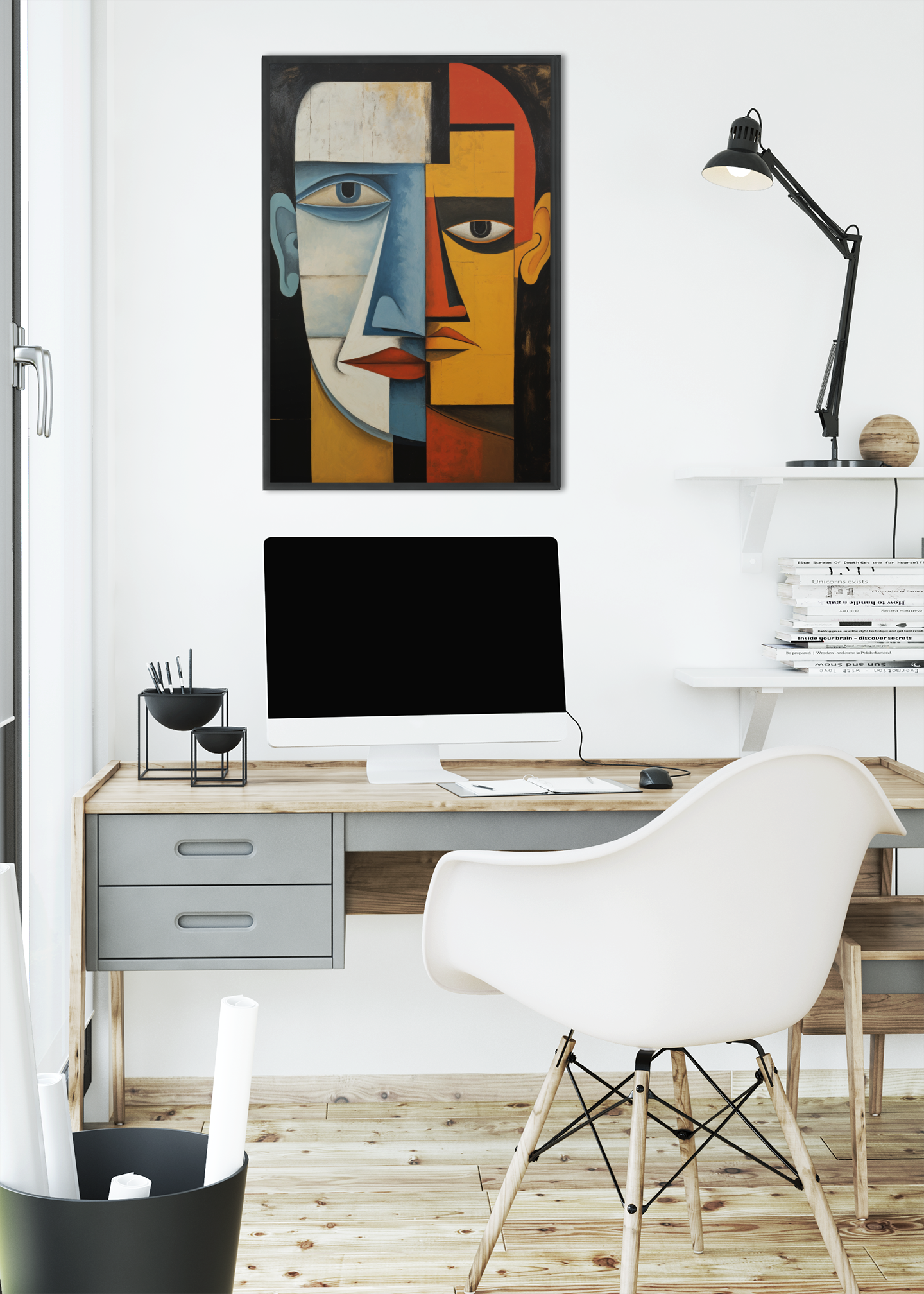 Two Half Man Faces Abstract Wall Decor