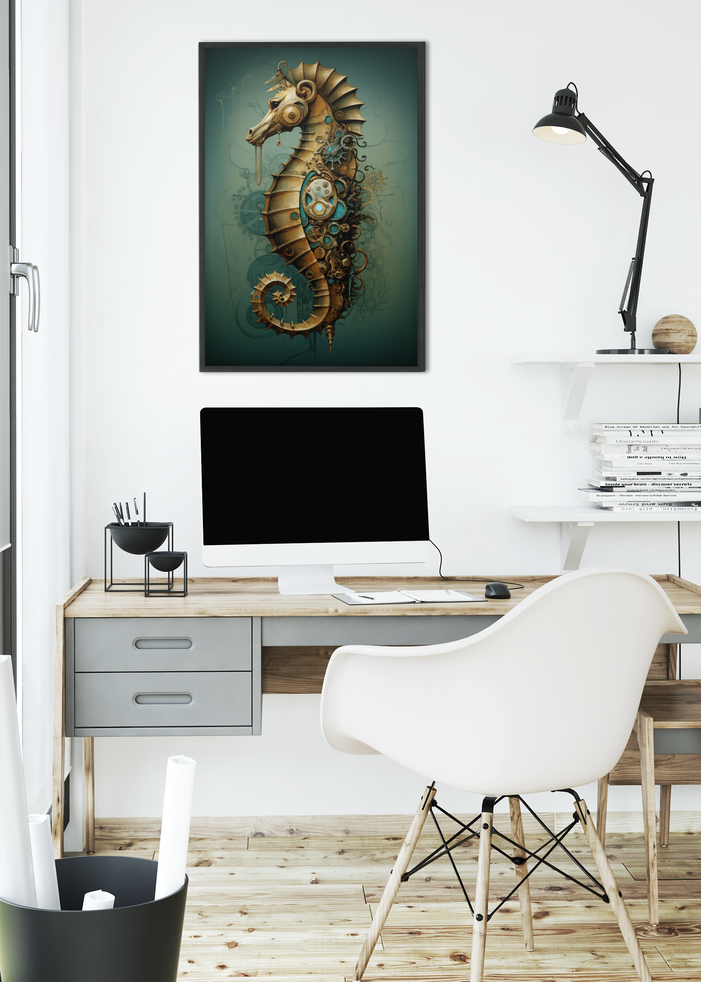 Steam Punk Style Sea Horse Wall Art