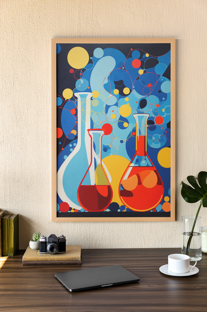 Colorful Abstract Chemistry Glassware Wall Art Design