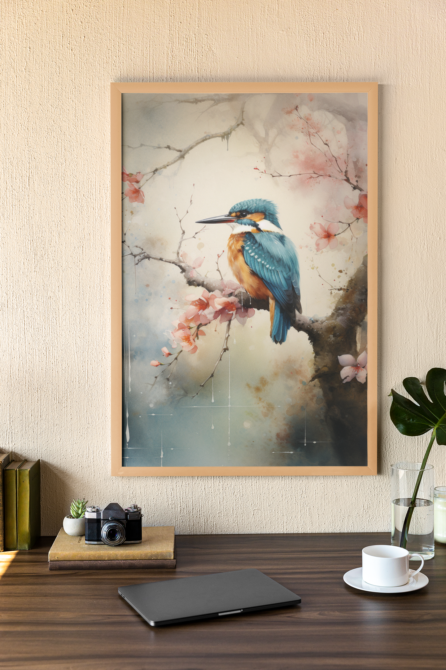 Japanese Style Rainy Day Kingfisher Wall Art