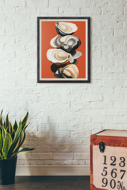 Abstract Oysters Kitchen Wall Art Design