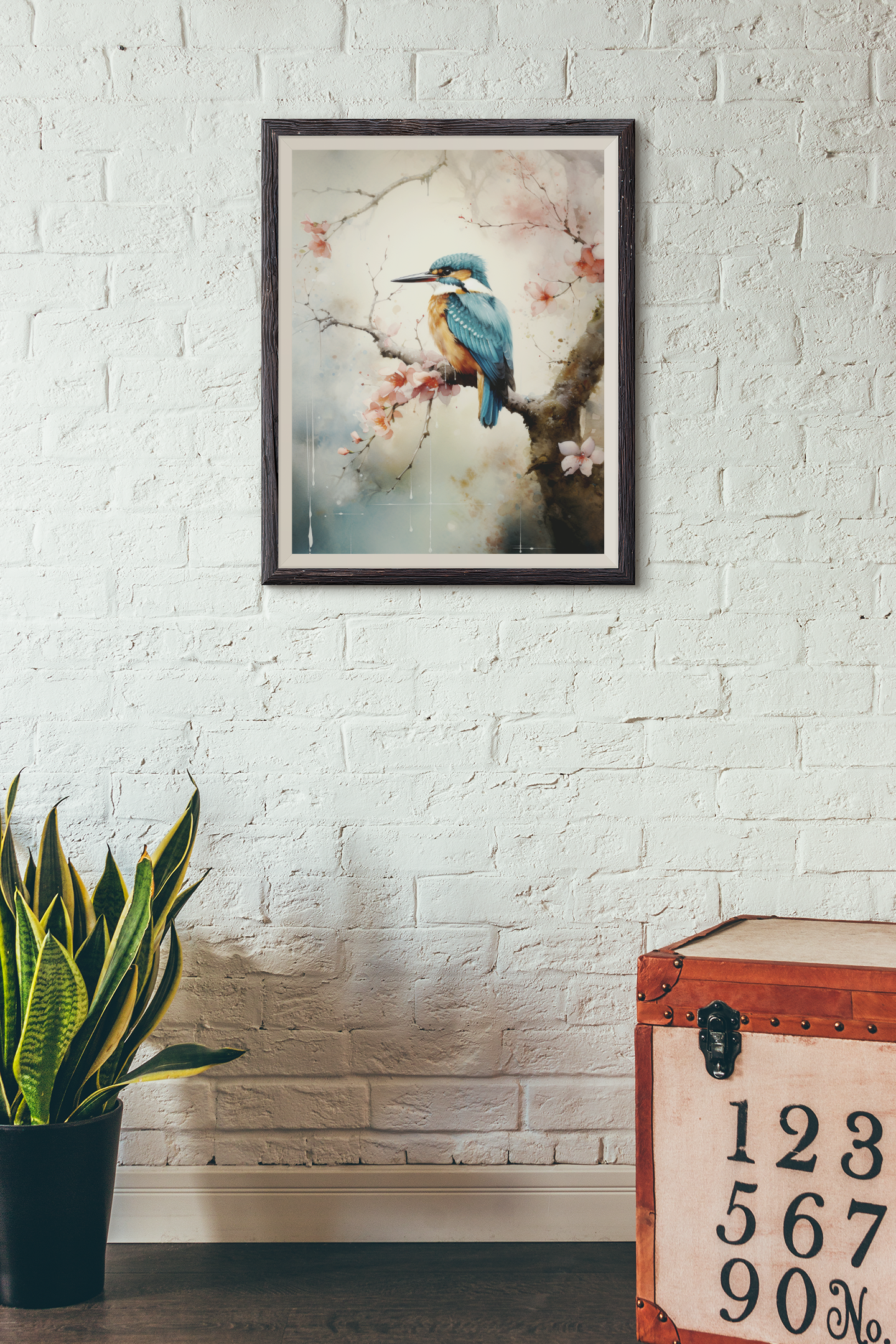 Japanese Style Rainy Day Kingfisher Wall Art