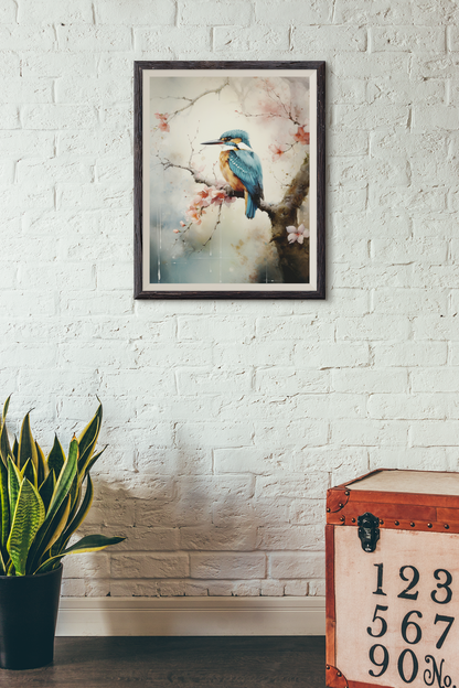 Japanese Style Rainy Day Kingfisher Wall Art