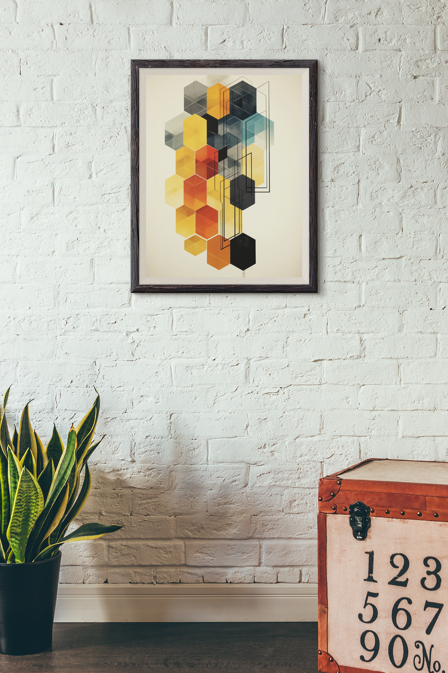 Honeycomb Style Colorful Abstract Wall Art Design