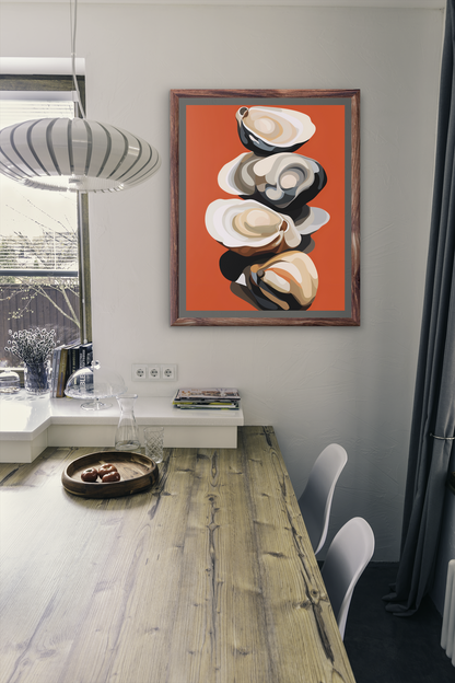 Abstract Oysters Kitchen Wall Art Design