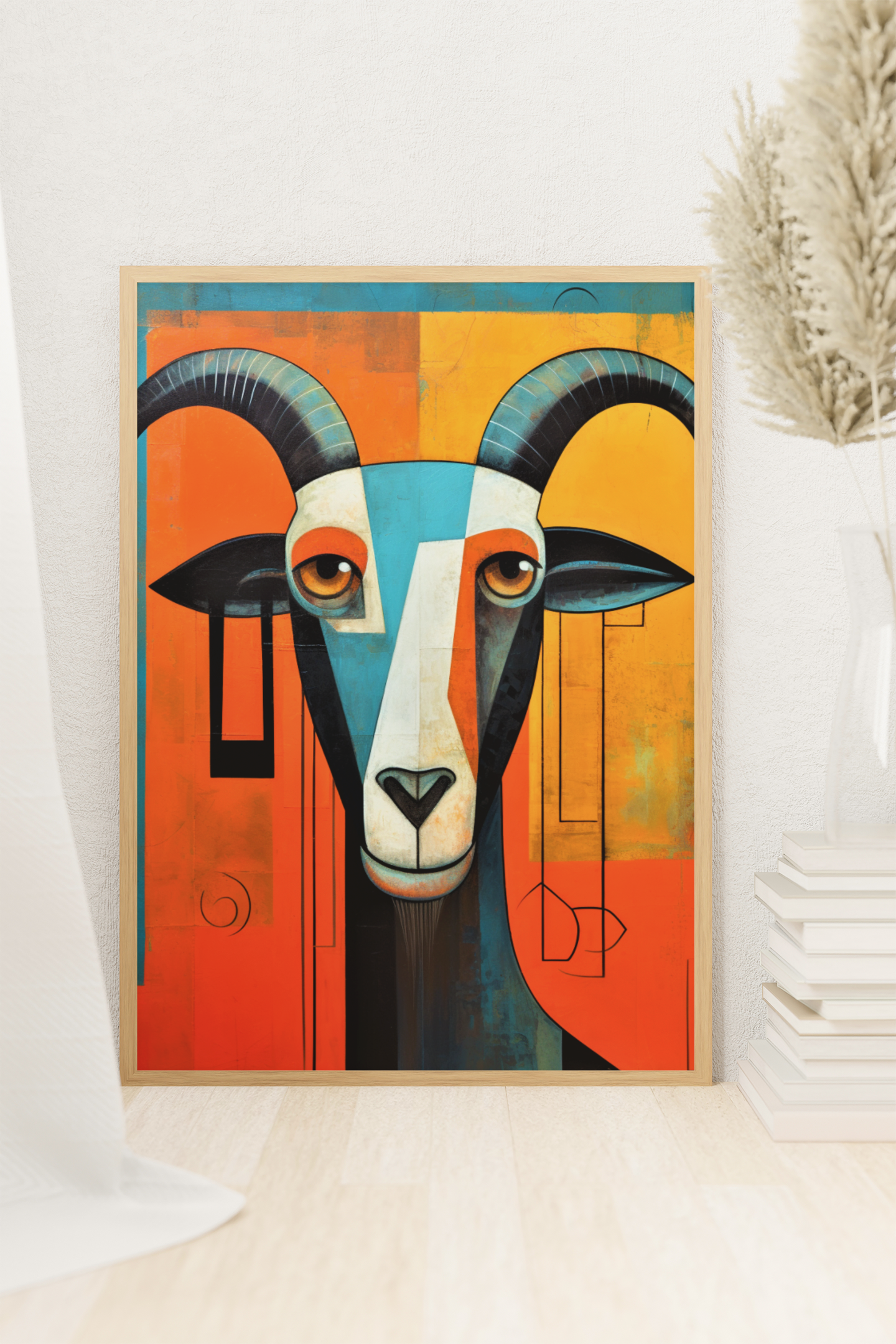 Square Earing Abstract Goat Wall Art