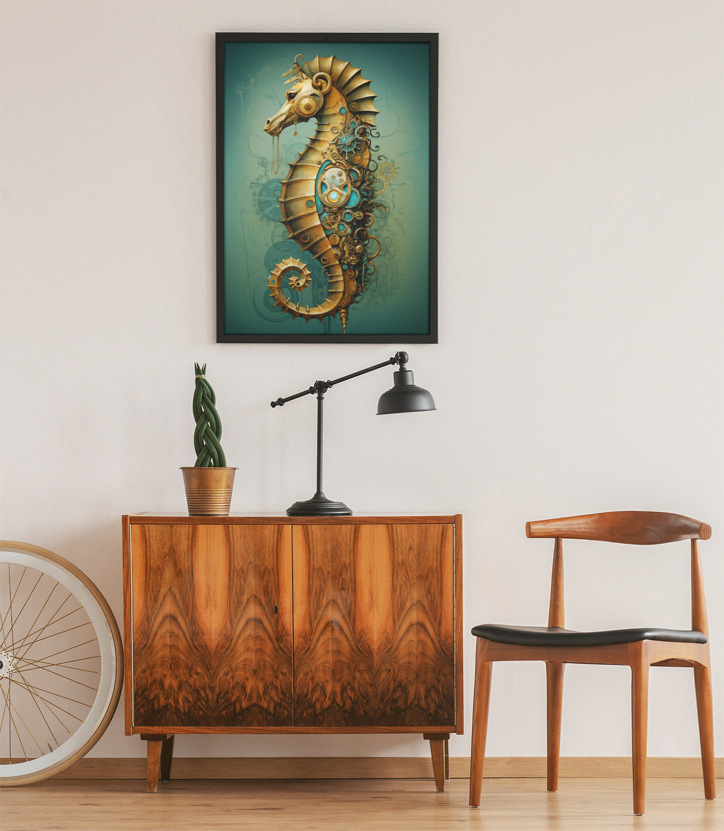 Steam Punk Style Sea Horse Wall Art