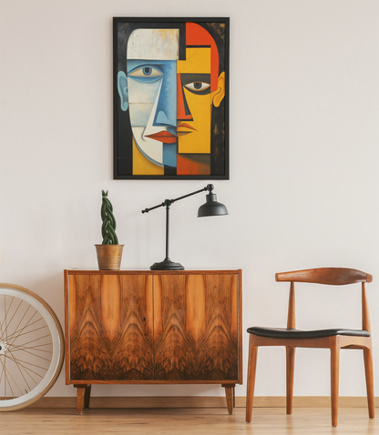 Two Half Man Faces Abstract Wall Decor