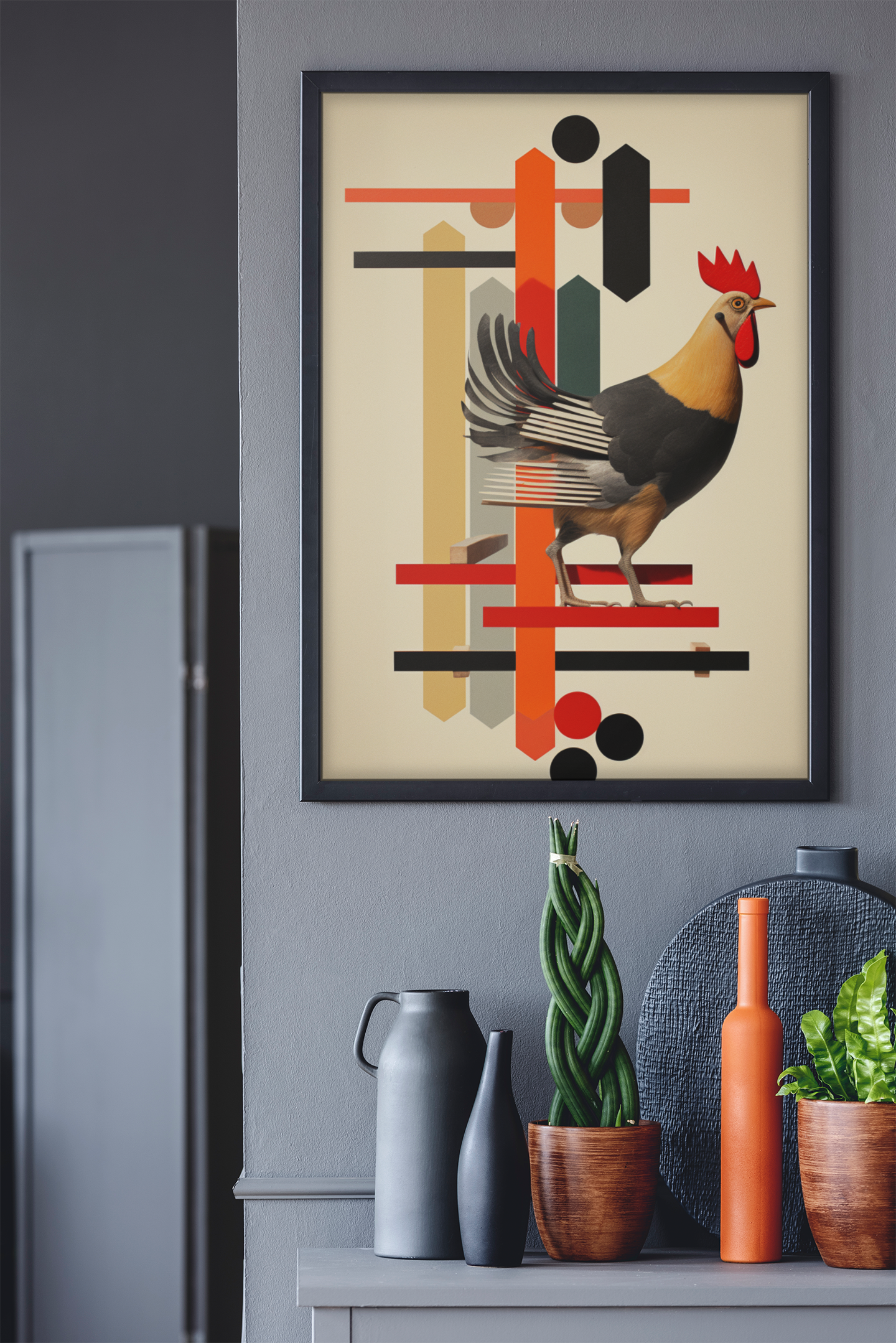 Abstract Rooster Art Wall Decor