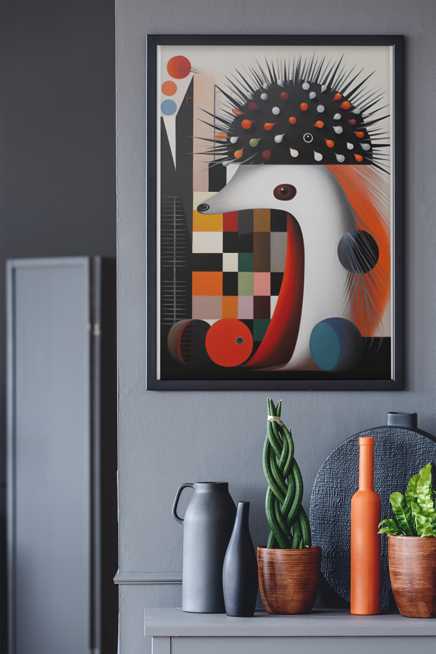 Abstract Geometric Porcupine Wall Art Design