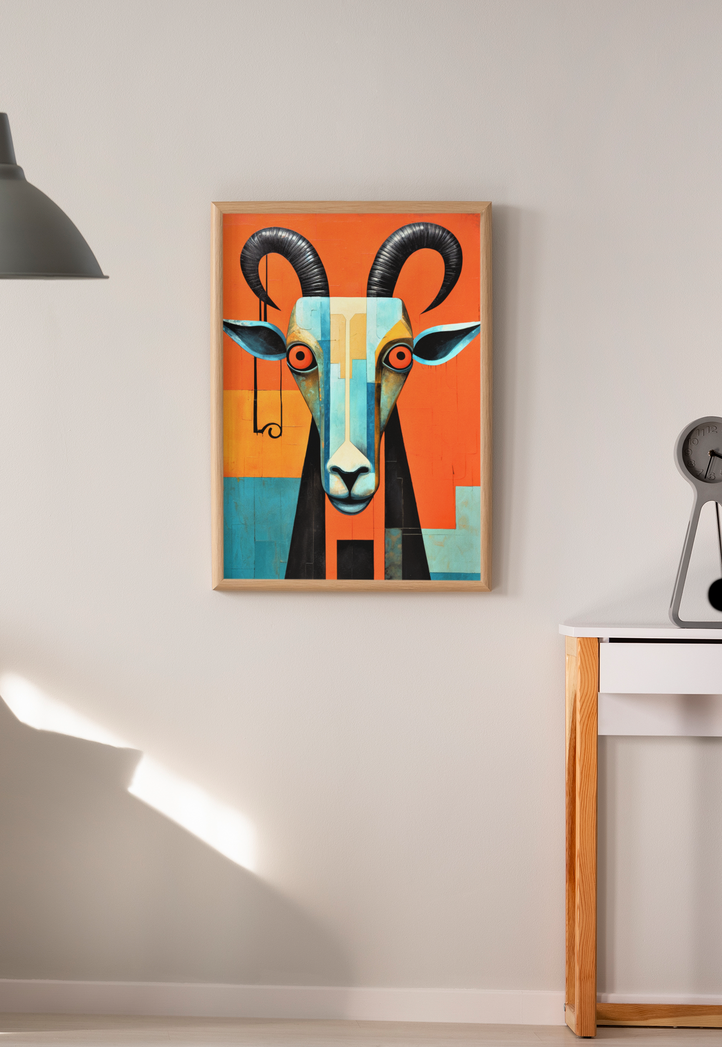 Red Eyed Abstract Goat Wall Art