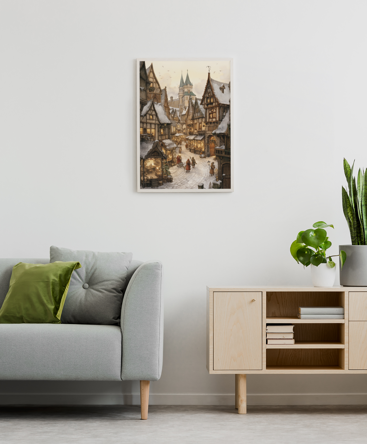 Dreamy Fairytale Christmas Town Wall Art Design