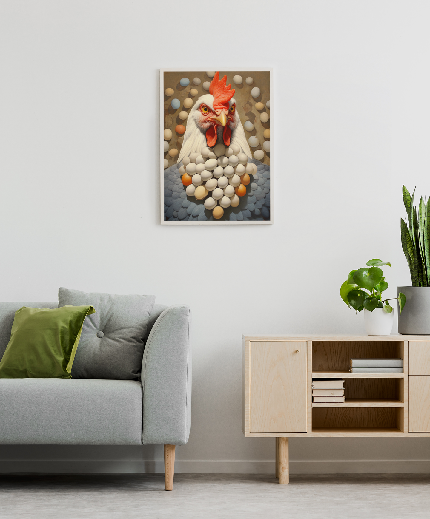 Fat Hen With Egg Necklace Wall Art