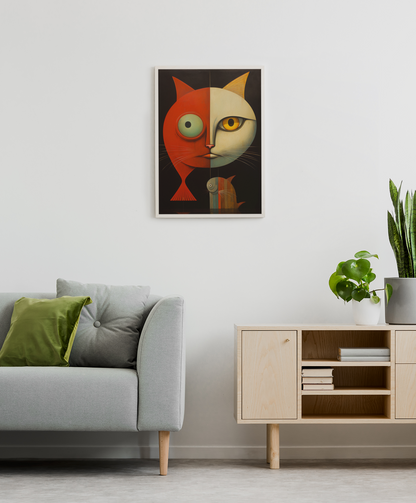 Fish-Cat Hybrid Wall Art Design