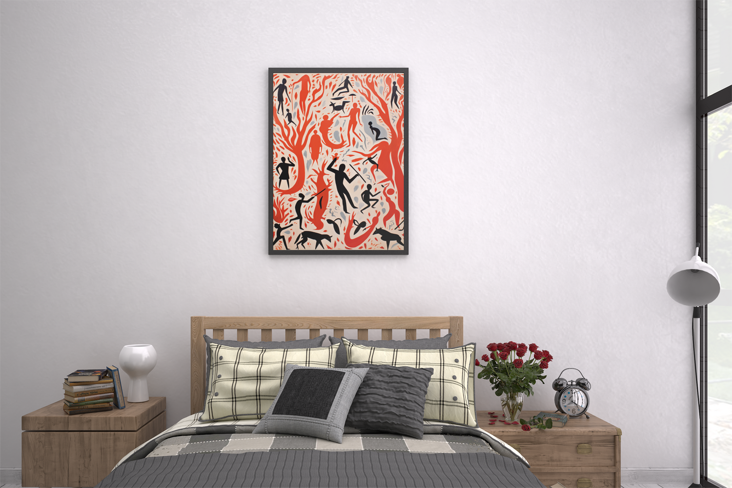 Abstract Red and Black Cave Art Wall Decor