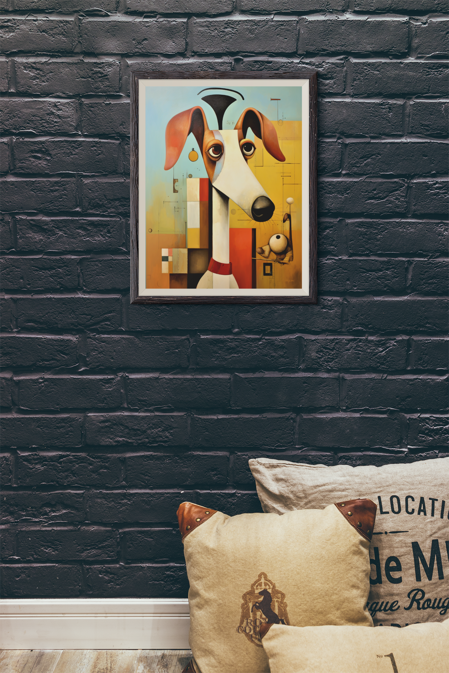 Strange Whismical Whippet Dog Wall Art