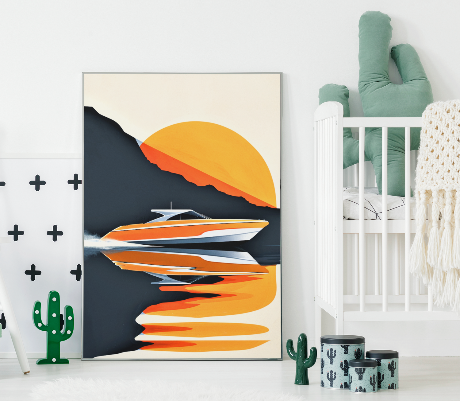 Speed Boat Sunset Wall Art