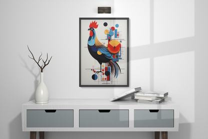 Bauhaus Style Abstract Rooster Wall Art