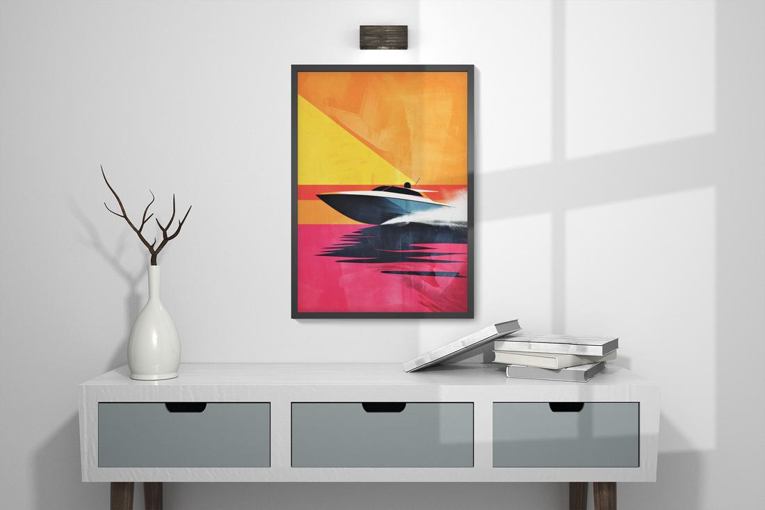 Fast Motorboat Abstraction Wall Art