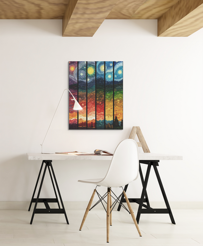 Color Spectrum Starry Night Wall Art Design