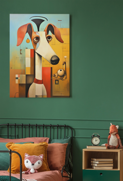 Strange Whismical Whippet Dog Wall Art