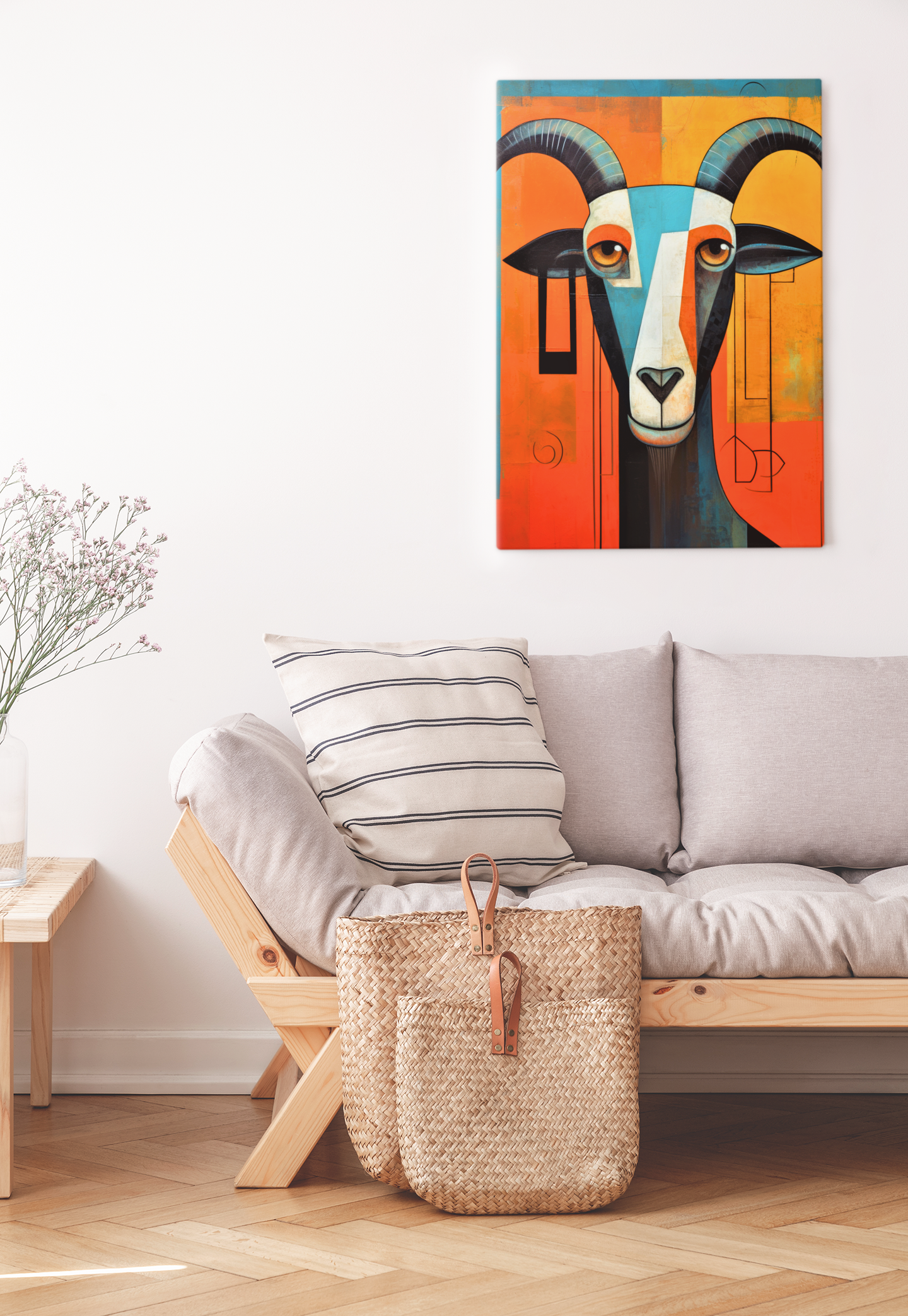 Square Earing Abstract Goat Wall Art