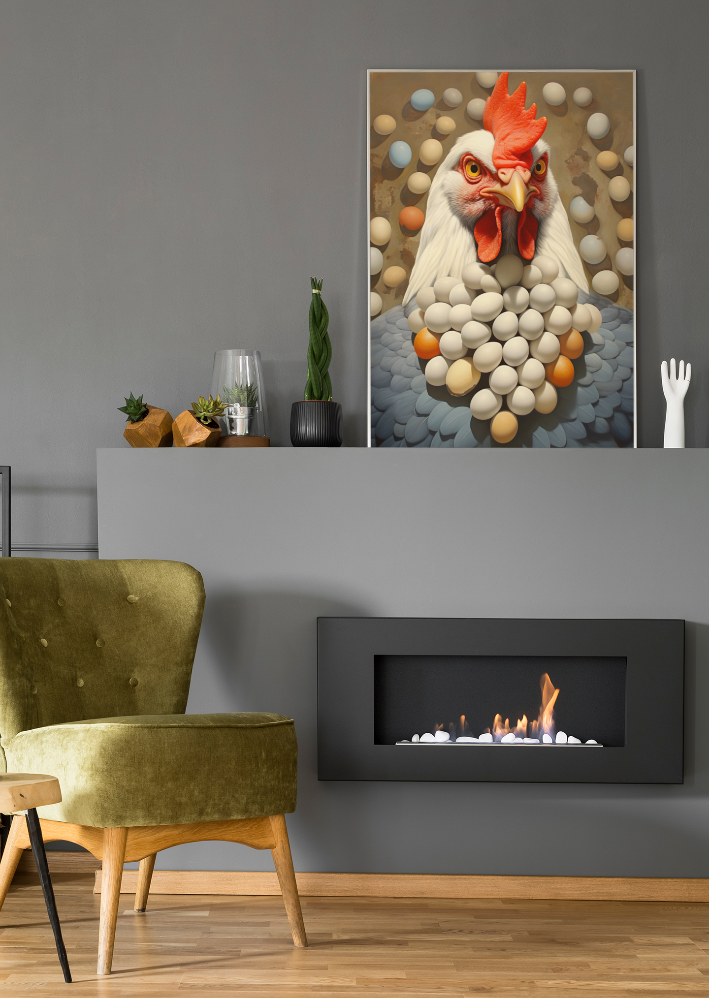 Fat Hen With Egg Necklace Wall Art