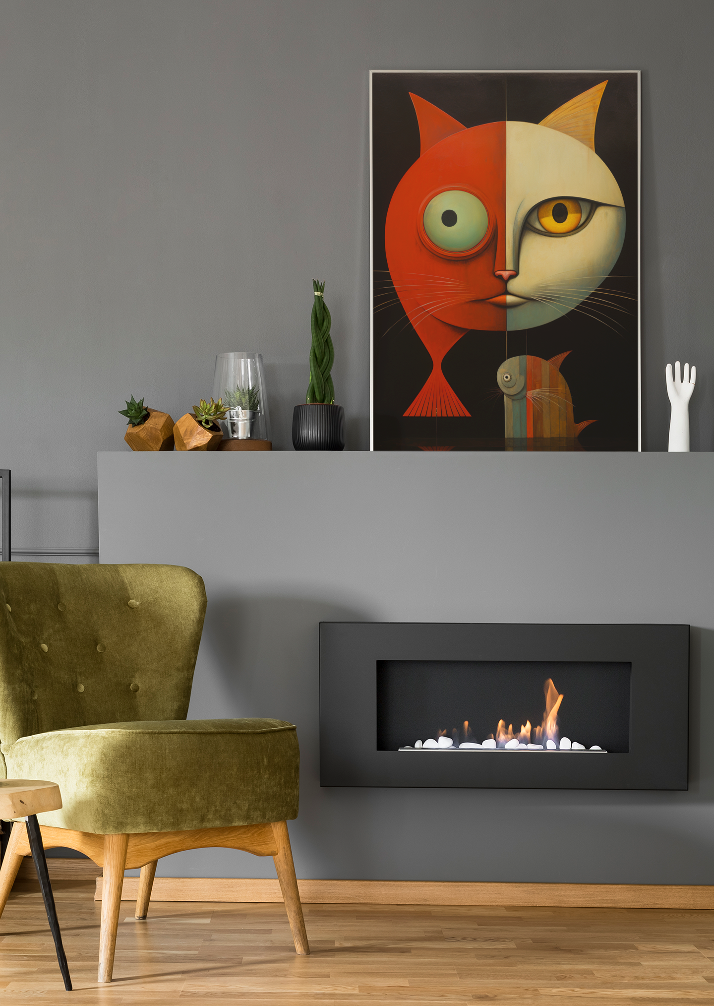 Fish-Cat Hybrid Wall Art Design