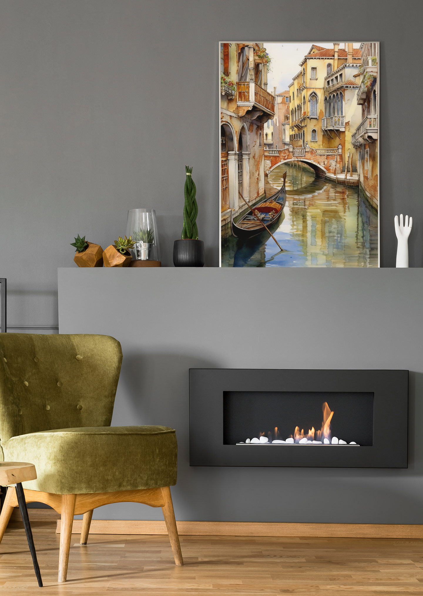 Long Boat Gondola of Venice Scene Wall Art Design