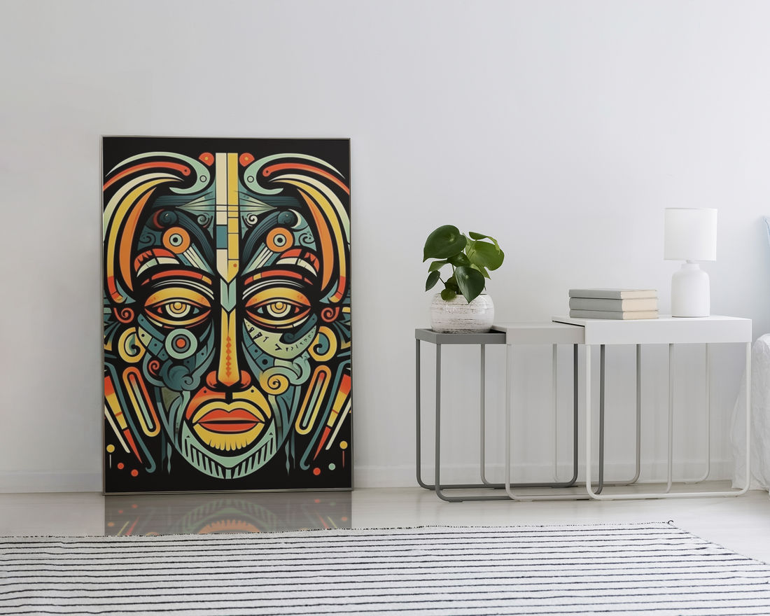 Tribal Mask Rastaman Face Abstract Pattern Wall Art