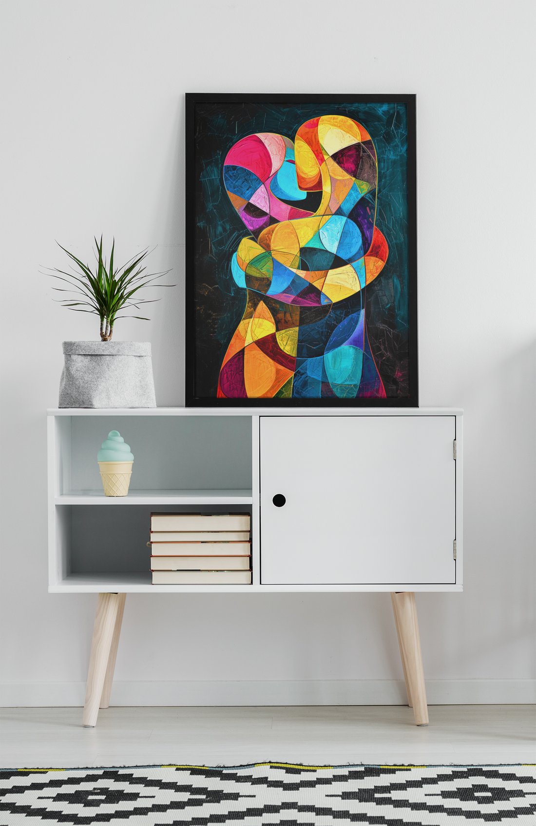 Abstract Colored Glass Loving Kiss Wall Art