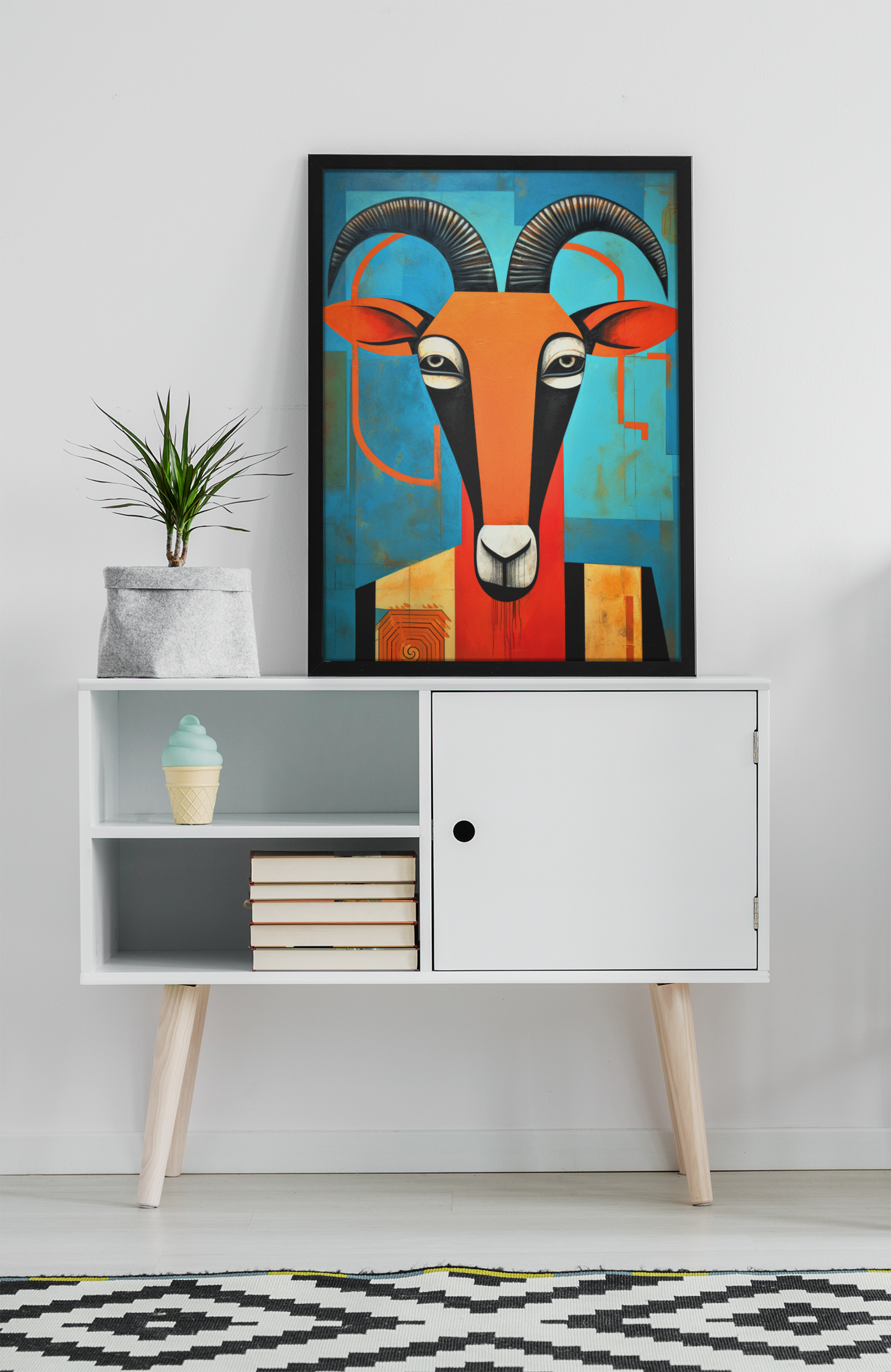 African Gazelle Goat Abstract Wall Art