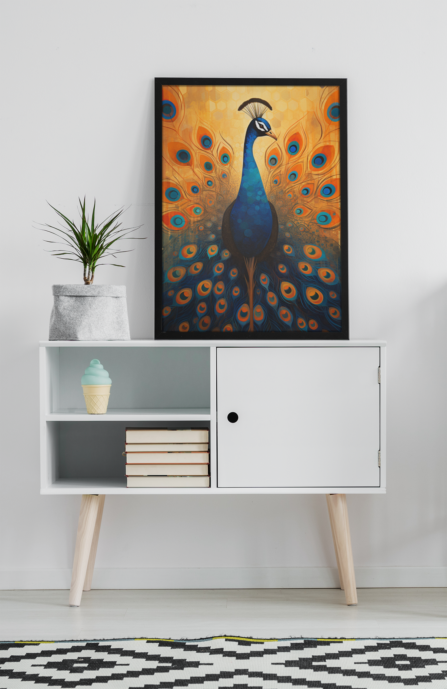 Majestic Abstract Peacock Wall Art