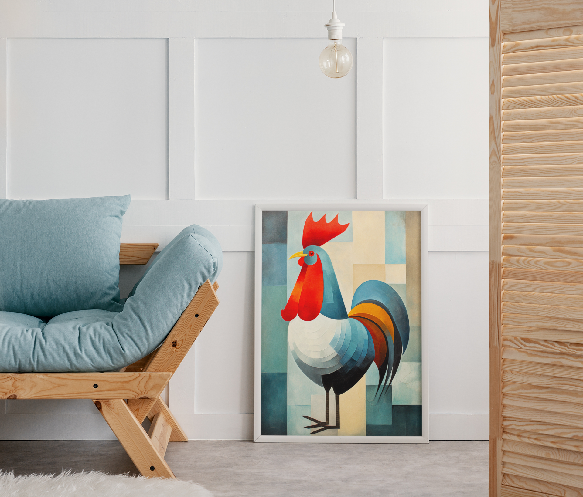 Minimal Abstract Rooster Wall Decor