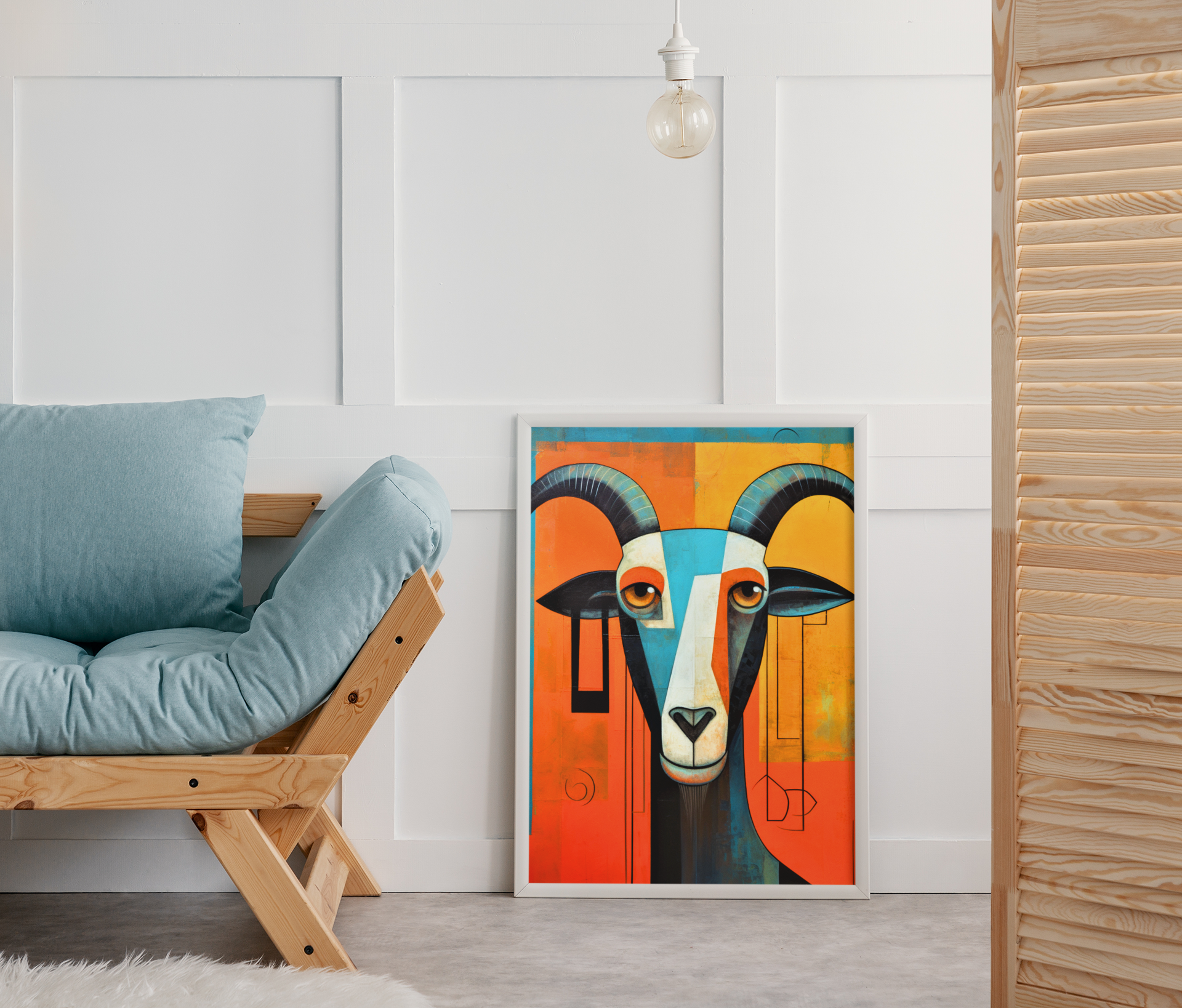 Square Earing Abstract Goat Wall Art