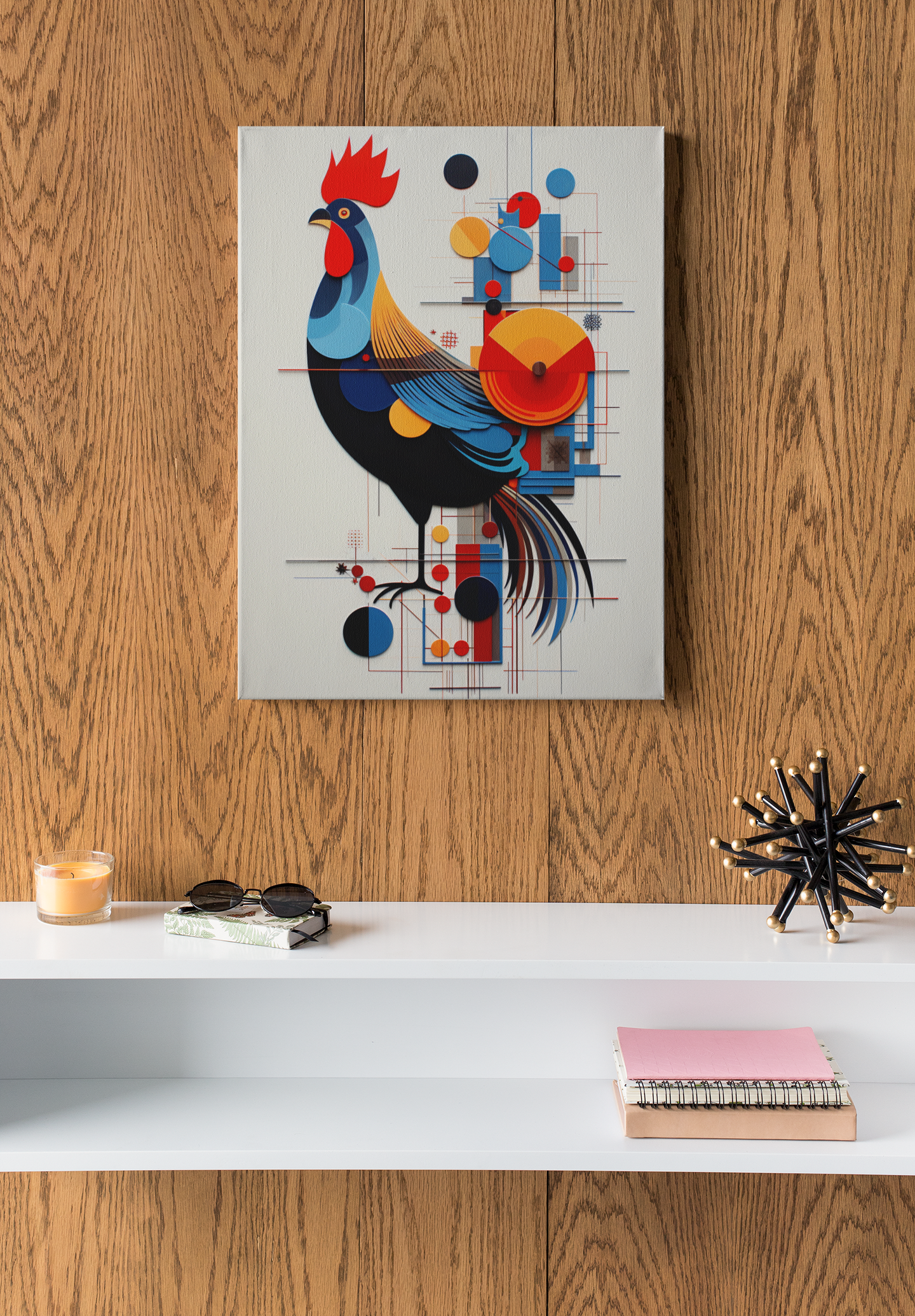 Bauhaus Style Abstract Rooster Wall Art